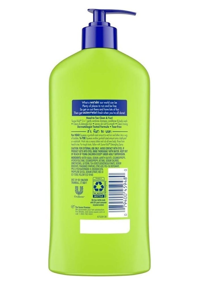 Suave شامبو وبلسم وغسول الجسم سوايف كيدز بنكهة البطيخ 3 في 1 - 18 أونصة (عبوة من 3) - Image 2